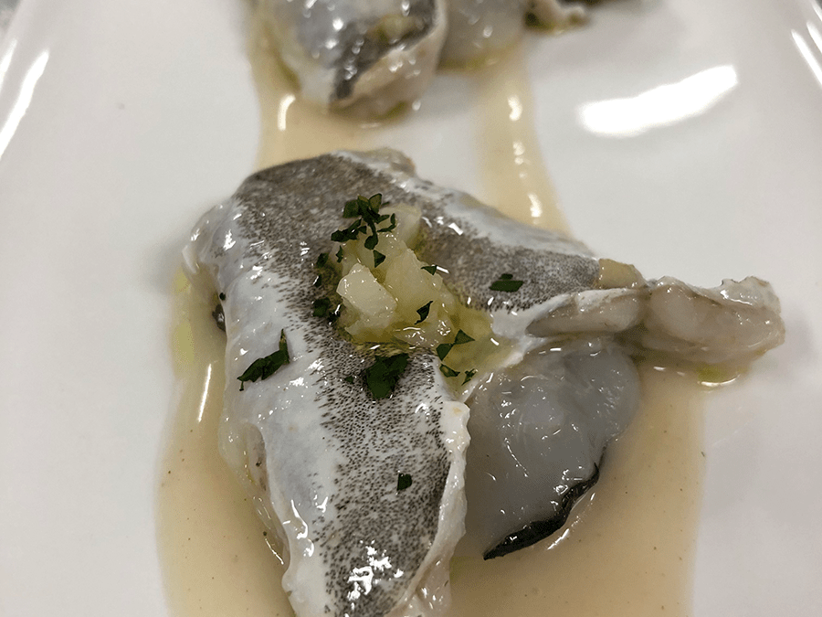 Corvina con Pil Pil de naranja